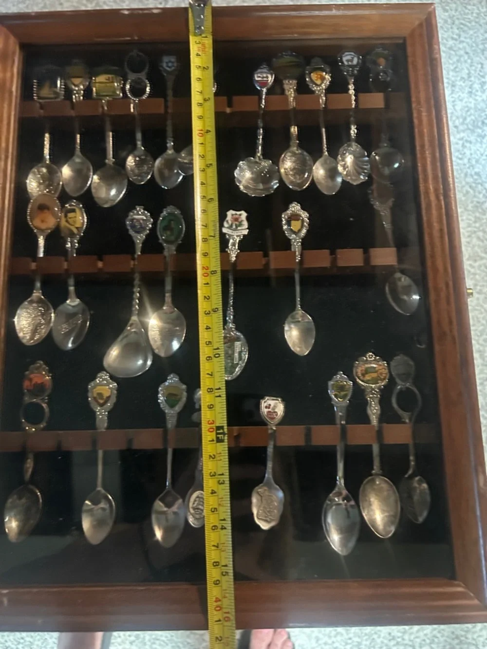Collector’s Display Case of Decorative 26 Souvenir Spoons
